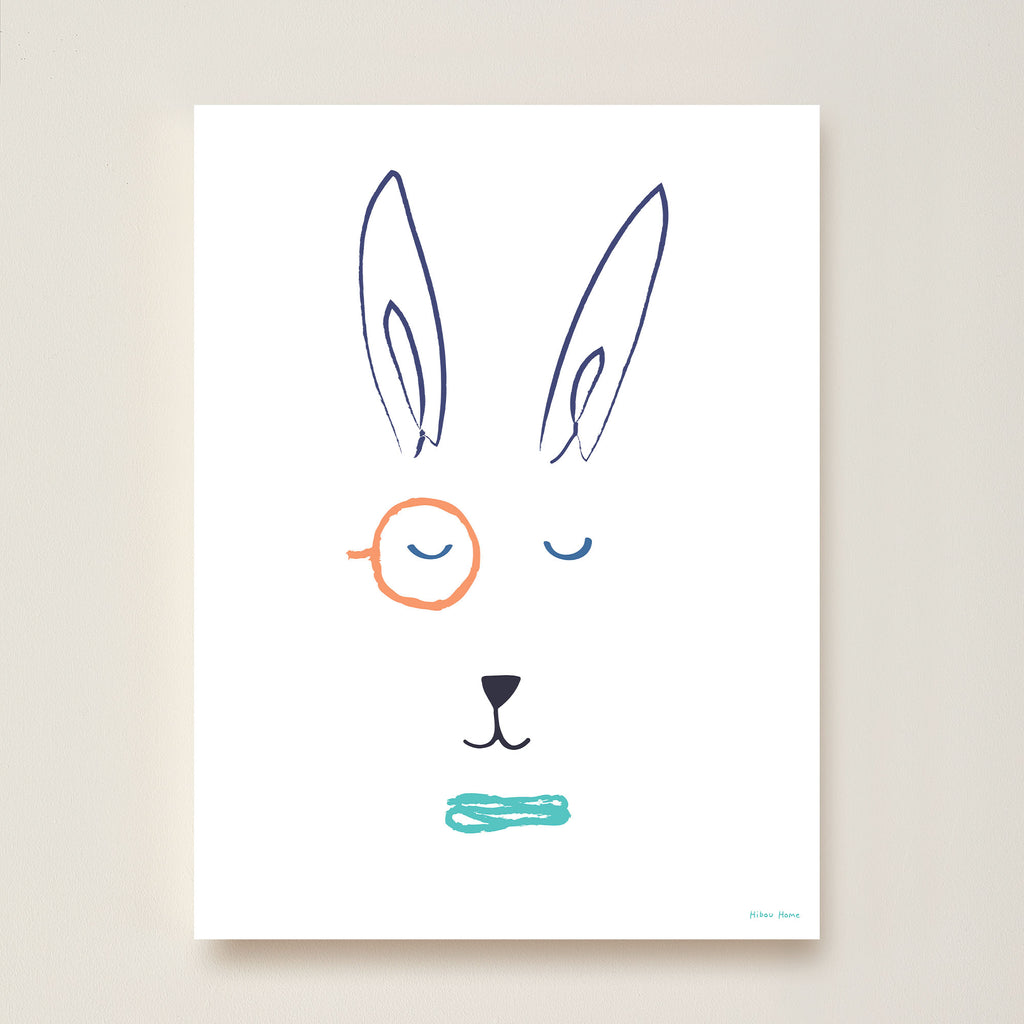 Hector Hare Kids Art Print by Hibou Home